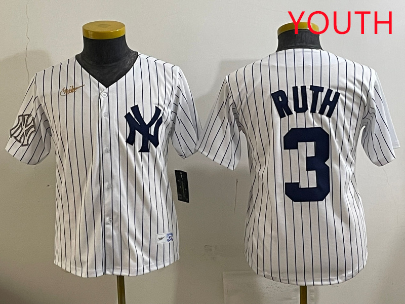 Youth New York Yankees #3 Ruth White 2025 Nike MLB jersey style 25